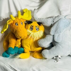 Dr Seuss Kohls Cares Plush Stuffed Animal Lot Lorax Thidwick Horton RARE Retired